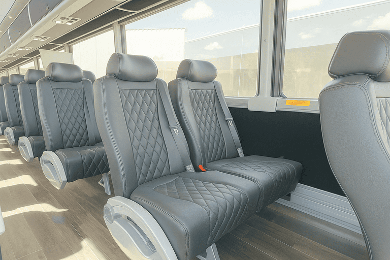 interior of San Diego Coach Bus Service charter bus